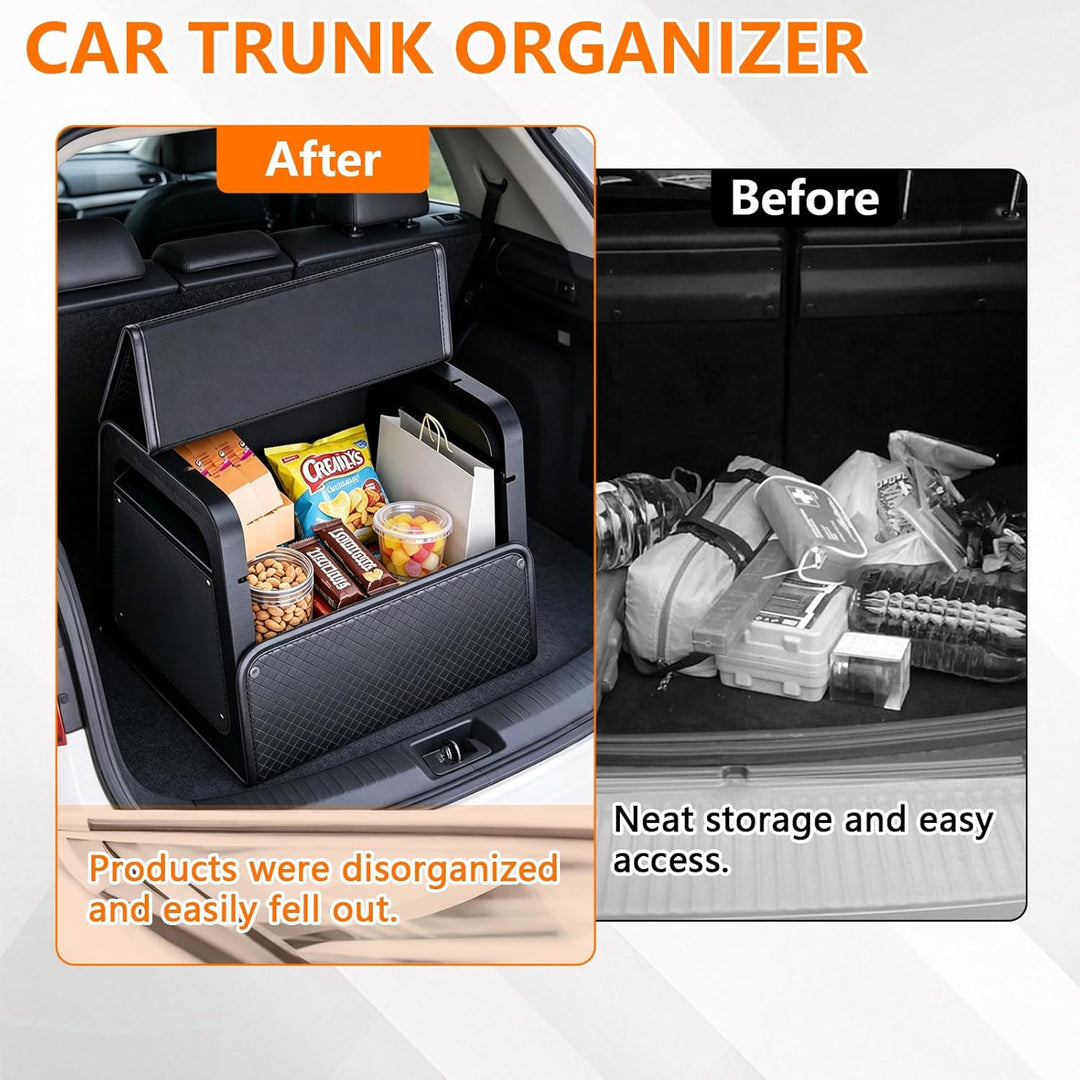 Auto Kofferraum Organizer Auto Tasche Kofferraum mit Deckel PU-Leder& PP-Wabenplatte mit Schrauben b