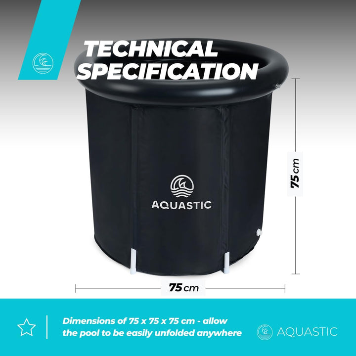 AQUASTIC Yeti Walrus Pool in Schwarz mit einem Durchmesser von 75 cm Mobiles Schwimmbecken Ideal für