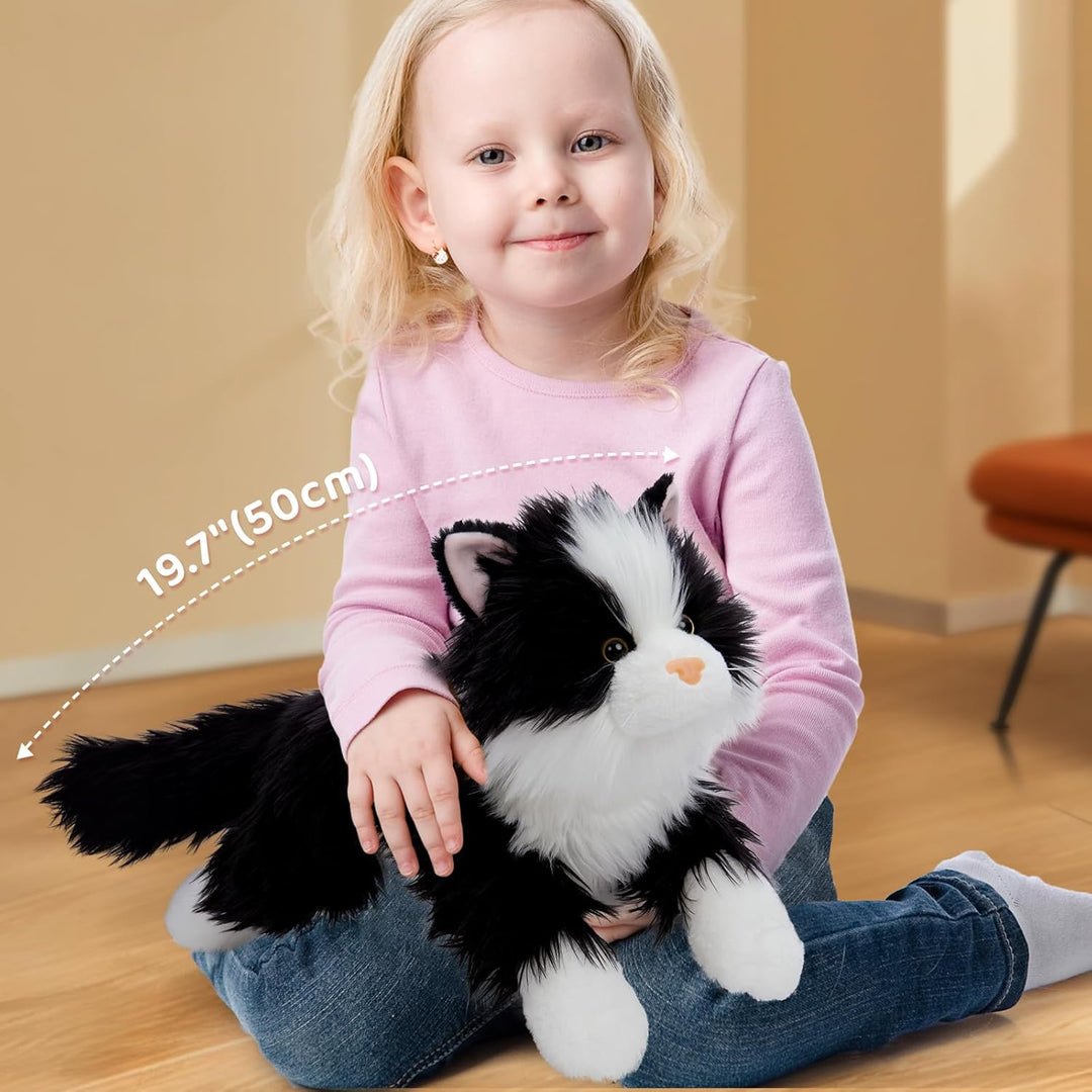 MorisMos 5 stücke Schwarz Katze Kuscheltier XXL Set, 50cm lang riesen Katze Kuscheltier mit Babys im