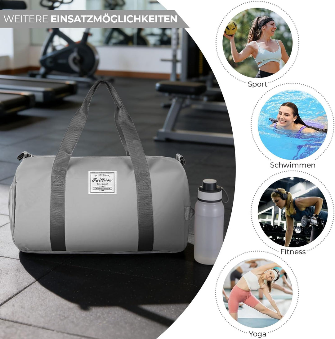 Reisetasche Damen Klein, Weekender Tasche mit Schuhfach, Handgepäck Sporttasche für Fitnessstudio, S