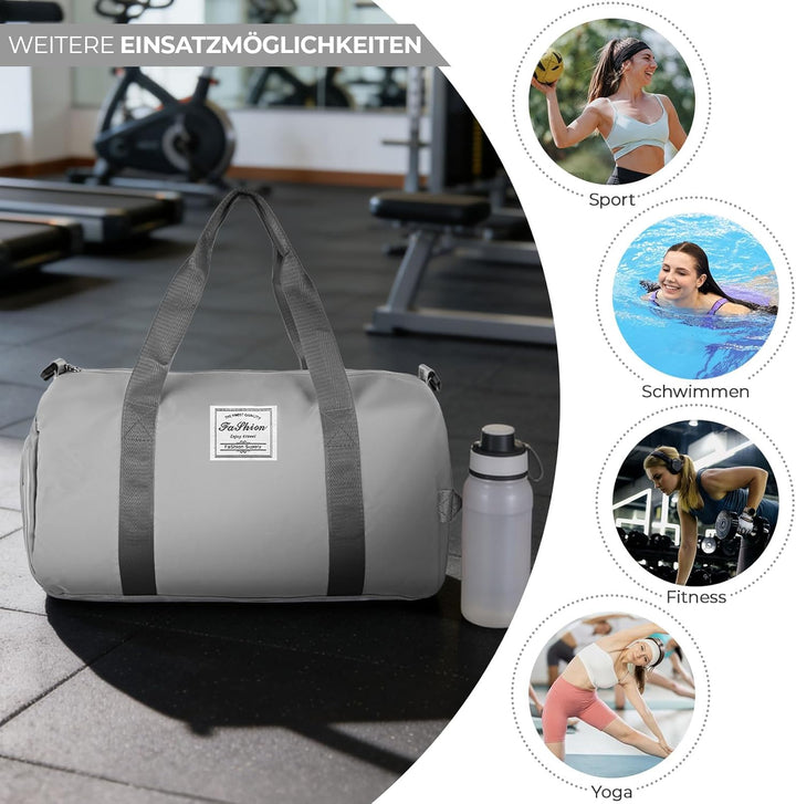 Reisetasche Damen Klein, Weekender Tasche mit Schuhfach, Handgepäck Sporttasche für Fitnessstudio, S
