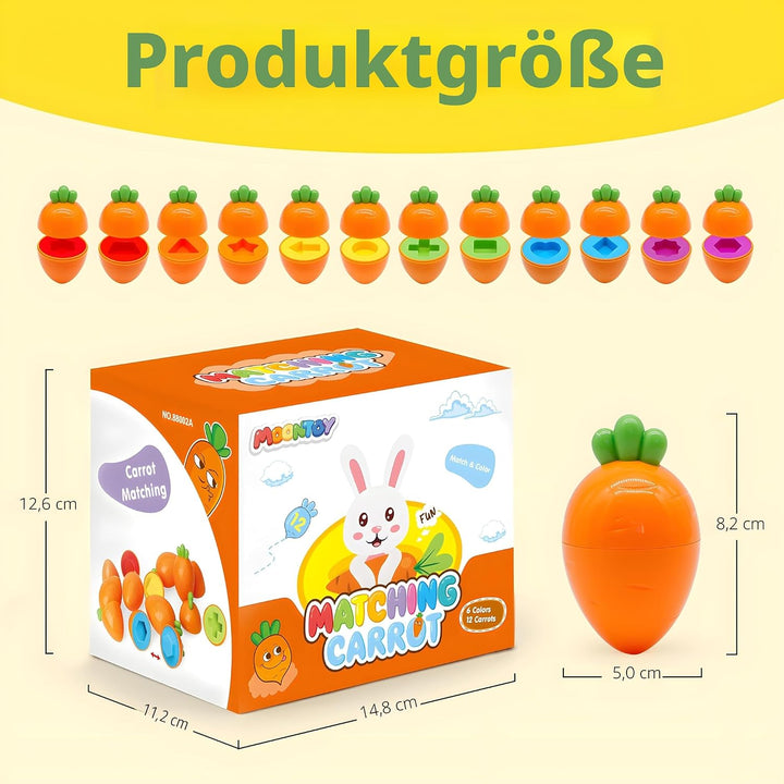 MOONTOY Montessori Spielzeug 1 2 3 Jahre, 12 Pcs Karotten Baby Motorik Passende Eier für 12 18 Monat