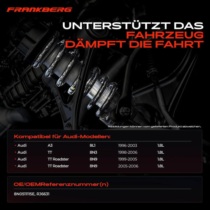 Frankberg 2x Federn Fahrwerksfeder Hinterachse Kompatibel mit A3 8L1 1996-2003 TT 8N3 1998-2006 TT R