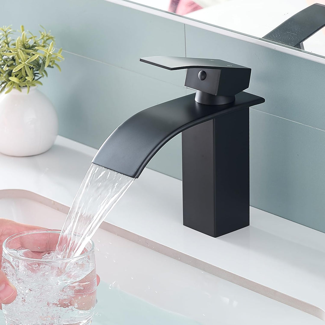 Fransiton Wasserhahn Bad, Wasserfall Waschtischarmatur für Badezimmer, Einhebel-Mischbatterie für Ka