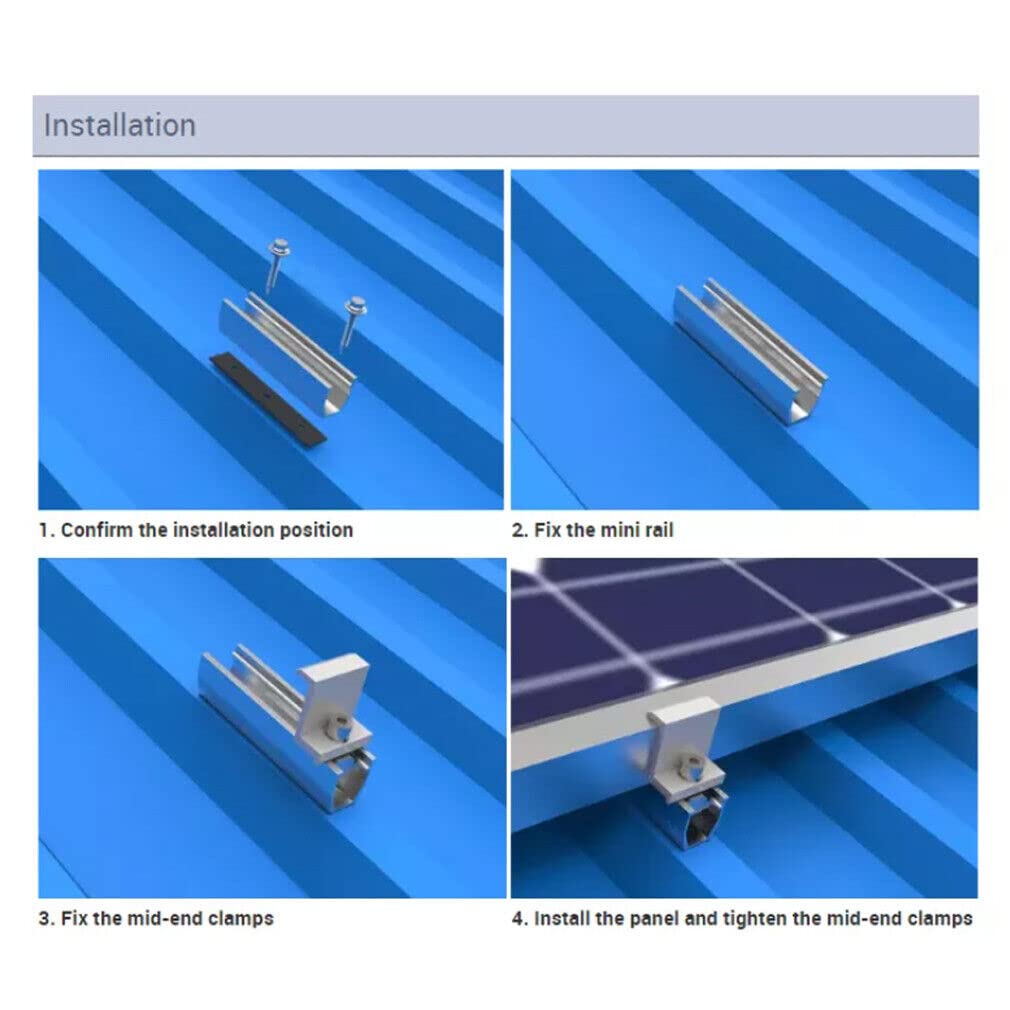 Solarmodul Halterung Befestigungssystem, Alu PV Modul Halterung mit 12CM Montageschiene und Befestig