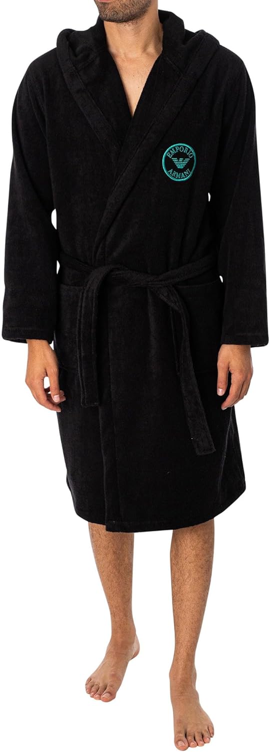Emporio Armani Herren Men's Micro Sponge Bathrobe S Schwarz, S Schwarz
