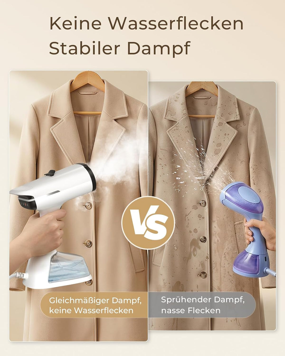 HOMEASY Dampfglätter mit Saugfunktion für Kleidung 6000Pa Vakuum Technologie 25s Schnellaufheizung 2