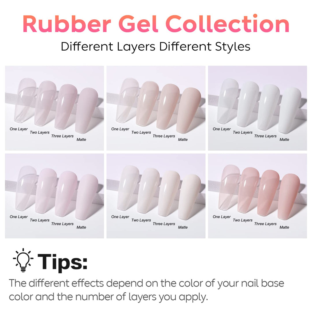 AIMEILI Rubber Base Gel Set 6pcs Rubber Base Coat Soak Off UV LED Nägel Unterlack Gel Nagellack Mani