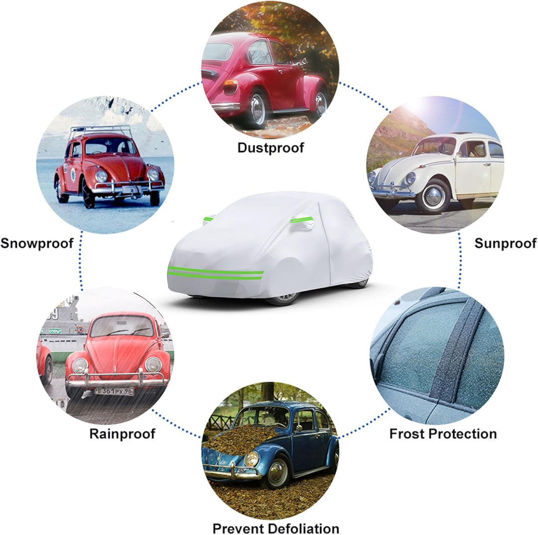 Autoabdeckung Vollgarage Ersatz für VW Beetle 1960-1980, Allwetter Reflektierende Autoabdeckung mit