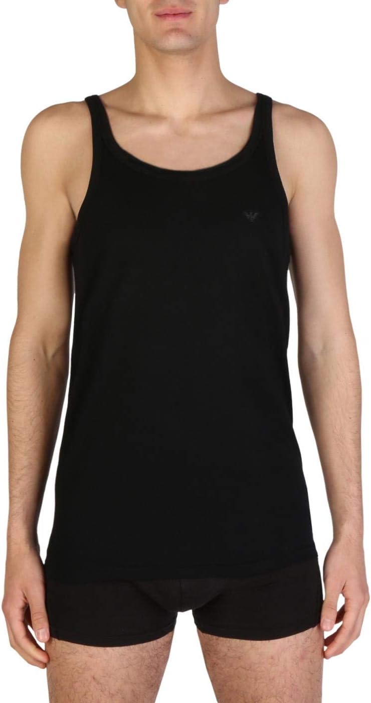 Emporio Armani Herren Schlafanzugoberteil (2er Pack), Black/Grey Melange