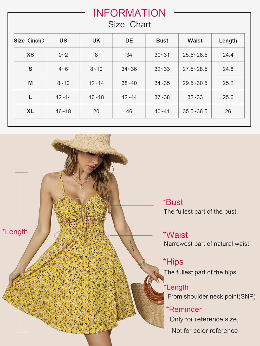 Missufe Damen Sommerkleid Swing Blumenkleid Freizeitkleid Spaghettiträger Cami Kleider XS Gelb, XS G