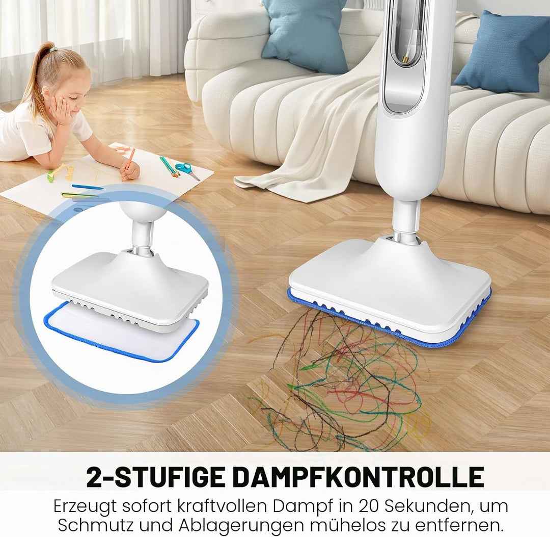 2 in 1 Dampfreiniger/Dampfbesen 3000W Multifunktions Reiniger Dampf Mop für Tiefenreinigung Böden Ha