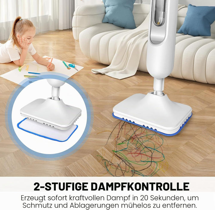 2 in 1 Dampfreiniger/Dampfbesen 3000W Multifunktions Reiniger Dampf Mop für Tiefenreinigung Böden Ha