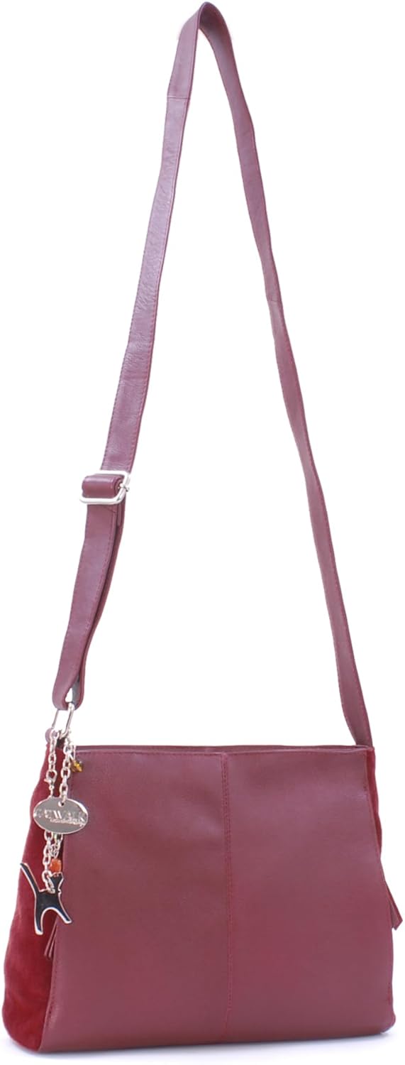 Catwalk Collection Handbags - Damen Umhängetasche Mittelgross - Crossbody Bag - Leder Wildleder - Ve