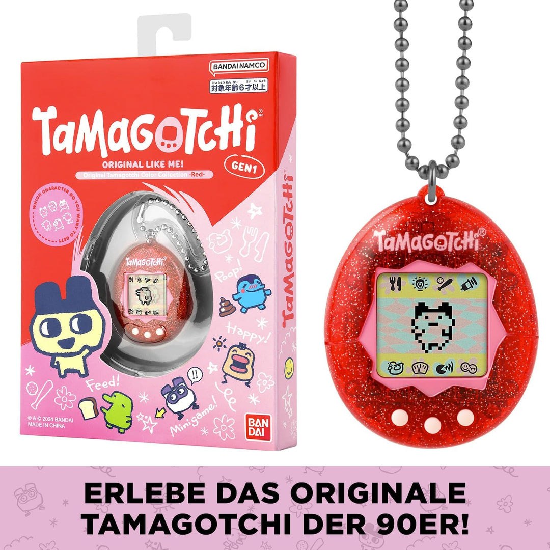 Bandai - Original Tamagotchi Color Collection Red - Elektronisches virtuelles Haustier mit Farbdispl
