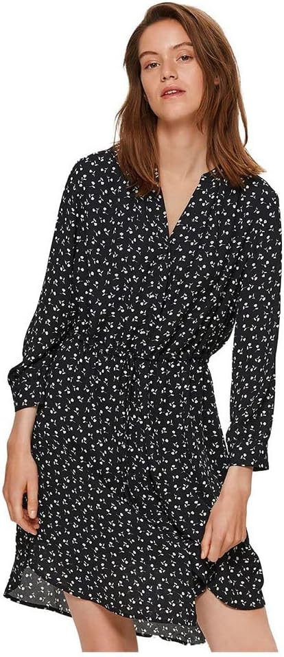 NAME IT Damen Slfdamina 7/8 Aop Dress B Noos, Schwarz