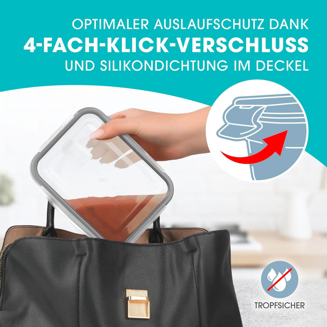 GOURMETmaxx Glas-Frischhaltedosen Klick-it 3er Set | Als Brotdose oder für Meal Prep | Spülmaschinen