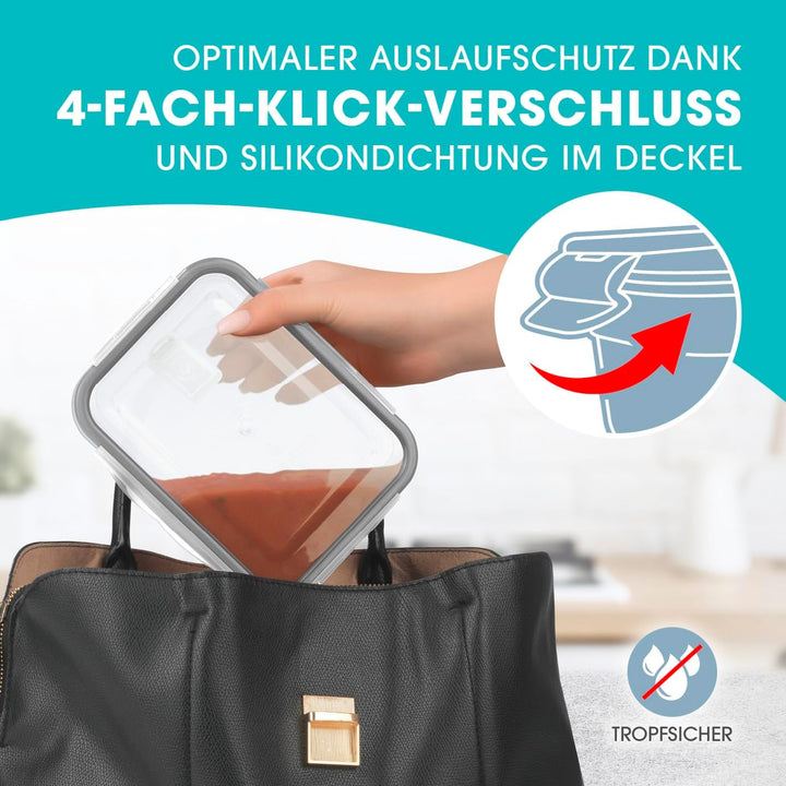 GOURMETmaxx Glas-Frischhaltedosen Klick-it 3er Set | Als Brotdose oder für Meal Prep | Spülmaschinen