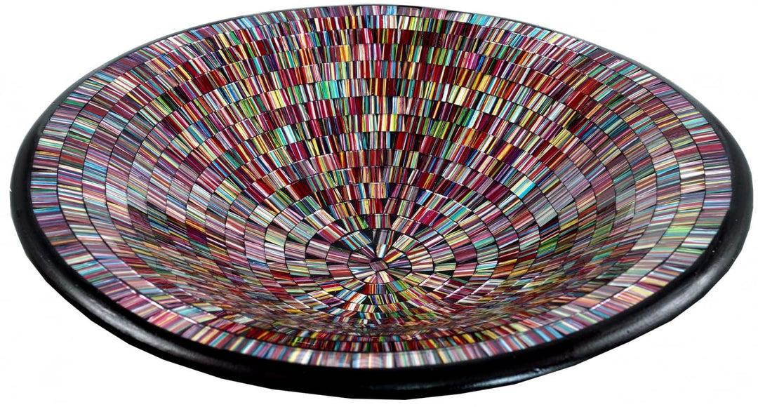 GURU SHOP Runde Mosaikschale, Untersetzer, Dekoschale, Handgearbeitete Keramik & Glas Obst Schale -