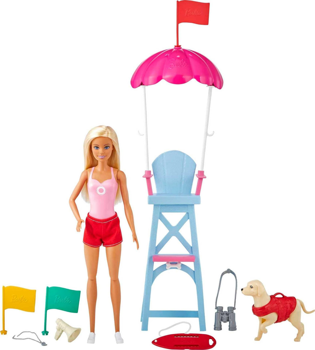 Barbie GTX69 - Rettungsschwimmerin-Spielset mit blonder Puppe und Zubehör, tolles Geschenk für Kinde