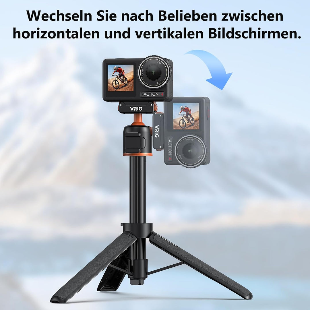 VRIG 54 cm Erweiterbar Selfie Stick Stativ für DJI Osmo Action 5 Pro, Integrierter Kugelkopf, Sockel