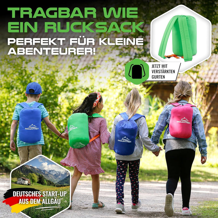 MOUNTREX® Kinderschlafsack - Tragbar wie ein Rucksack - Schlafsack für Kinder (175 x 70 x 45 cm) - O