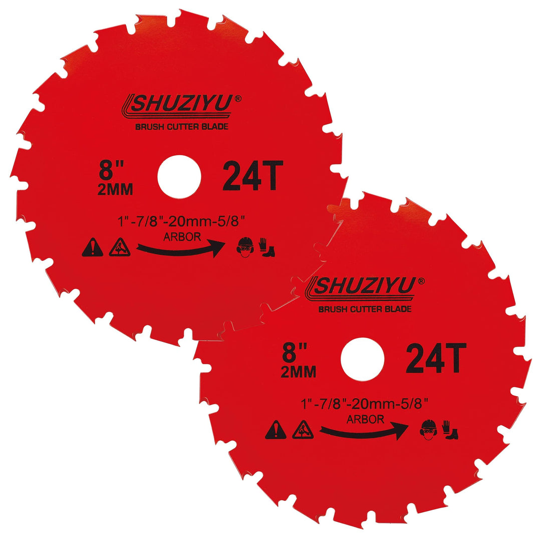 LSHUZIYU 200x2mm-24T, 2 Stück, 25.4mm Dorn mit Adapter 22.23-20-16mm, Mulchmesser-Klinge, Freischnei
