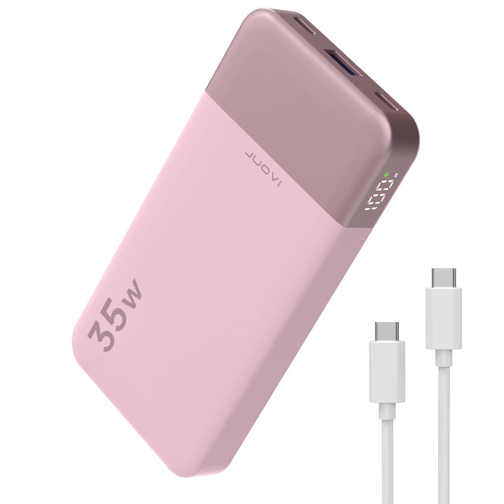 JUOVI Tragbare Powerbank 10000 mAh 35 W Schnellladung Tragbares Ladegerät mit PD 3.0 QC 4.0, 2 Typ-C