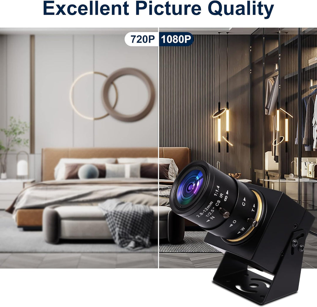 Svpro 1080P USB-Kamera mit 2,8–12 mm optischem Zoomobjektiv, IMX323-Sensor, H.264-Low-Light-Kamera,