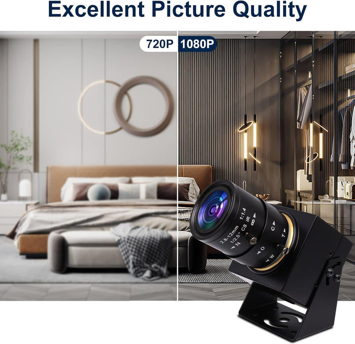 Svpro 1080P USB-Kamera mit 2,8–12 mm optischem Zoomobjektiv, IMX323-Sensor, H.264-Low-Light-Kamera,