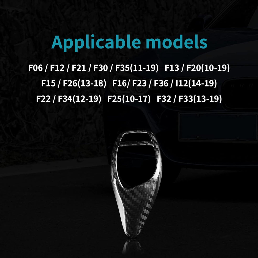 KUNGKIC Kohlefaser Innenraum Zubehör Auto Schalthebelknauf Getriebegriff Abdeckung Schaltknüppel Auf