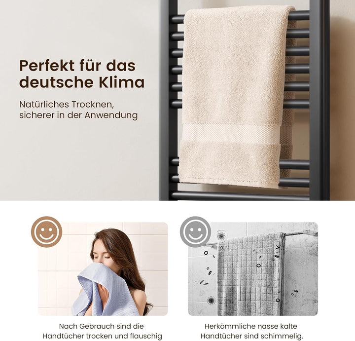 Heilmetz Badheizkörper Anthrazit Handtuchtrockner Heizung 1800 x 600 mm Bad Heizkörper Handtuchheizk