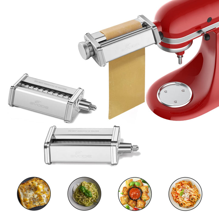 Nudelaufsatz für KitchenAid Standmixer mit Reinigungsbürste, inklusive Nudelblattwalze Spaghettischn