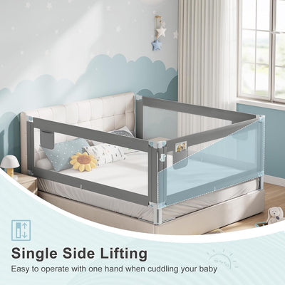 WOLTU Bettgitter, 150 cm Bettschutzgitter für Kinder Baby, Rausfallschutz Bett Boxspringbett Kinderb