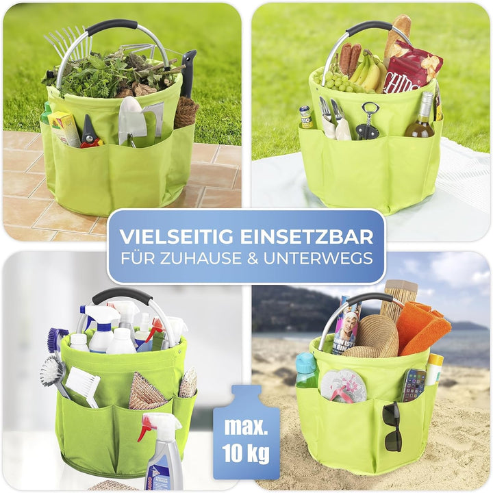 Maximex Garten Caddy XL grün - Faltbarer Gartenkorb mit gepolstertem Komfort-Griff, Polyester, 35 x