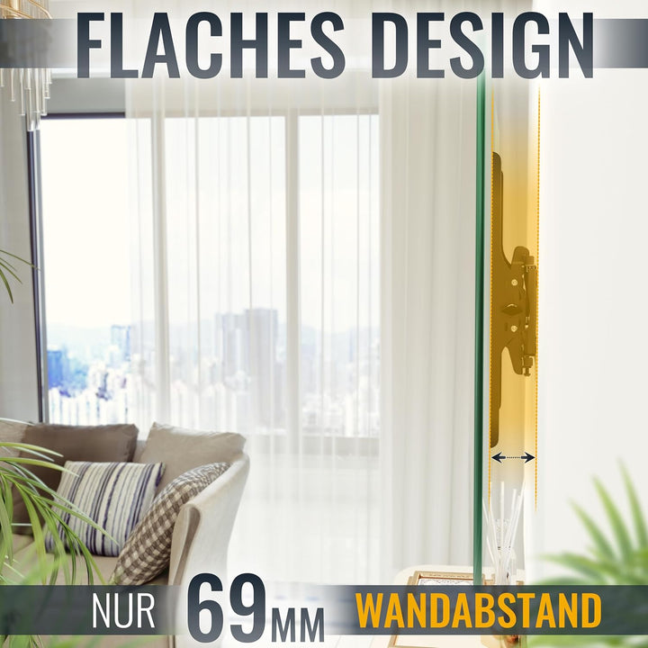 RICOO TV Wandhalterung Fernseher Halterung Neigbar Flach Ultra Slim für 32-65 Zoll R09 RICOO Wandhal