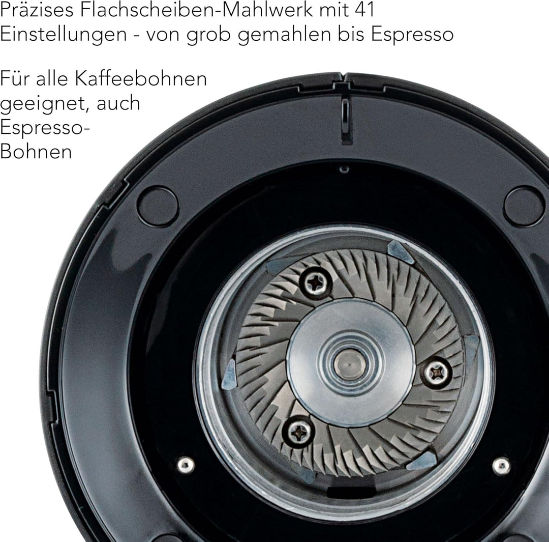 Wilfa SVART UNIFORM+ Elektrische Kaffeemühle I 41 Mahlgrade I 58mm Edelstahl-Flachmahlkopf I inkl. W