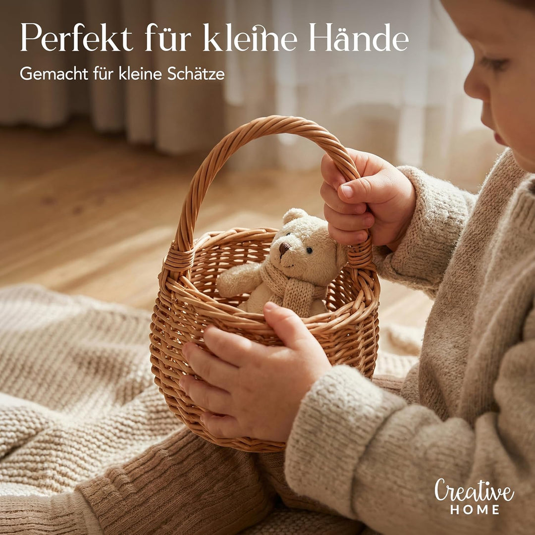 Creative Home Osterkorb Kleiner Weidenkorb mit Henkel | Klein 10 x 10 x 16 cm (+/- 2 cm) | Handgeflo
