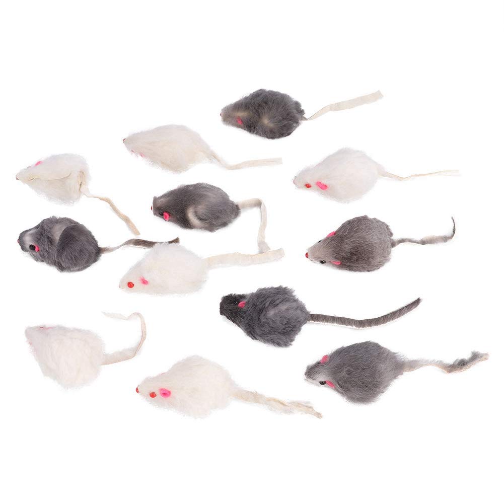 JTLB Katzenspielzeug-Maus, Spielzeug, 12 Mäuse aus Kaninchenfell, 14 X 10 X 4, 12 Stück, Haustier-Ka