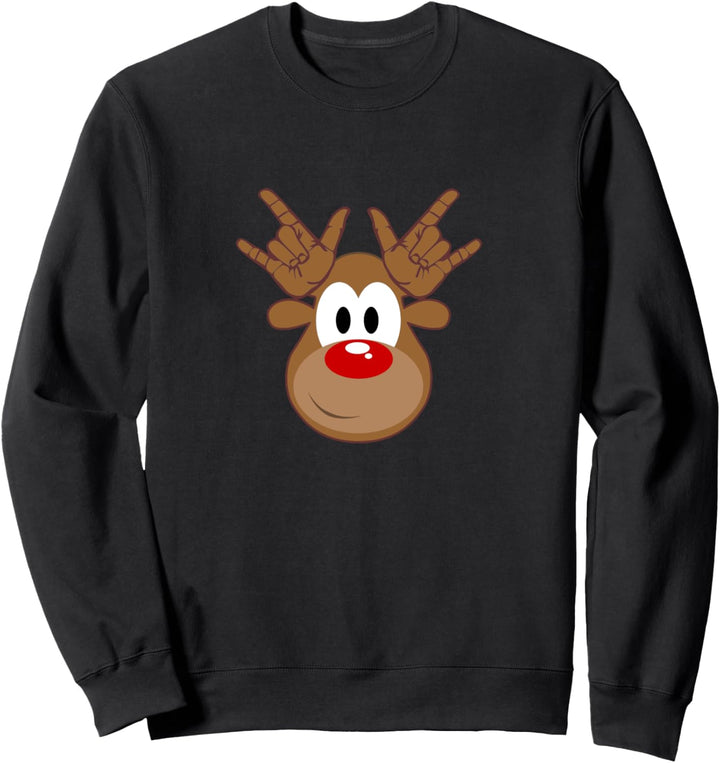 Sign Language Deaf Christmas Reindeer Tee Sweatshirt