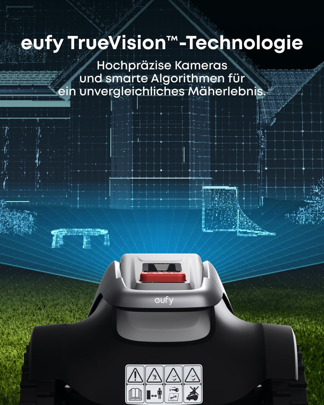 eufy E18 Mähroboter ohne Begrenzungskabel, ohne RTK & Signalausfälle, TrueVision Technologie, GNSS,