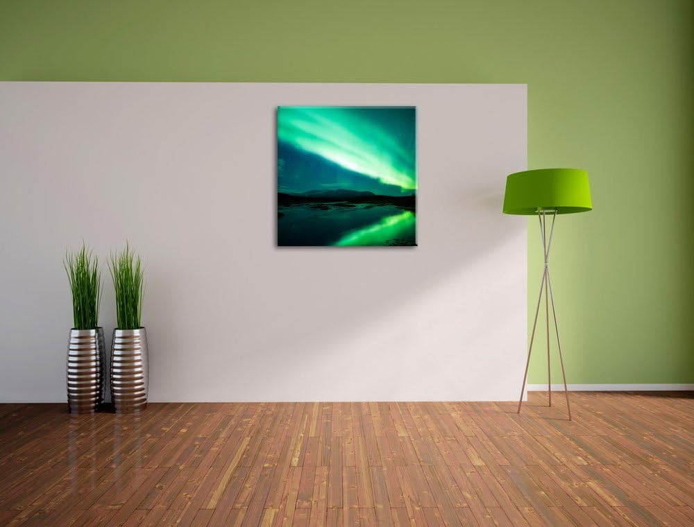 Pixxprint Polarlichter in Skandinavien, Format: 70x70 auf Leinwand, 70x70