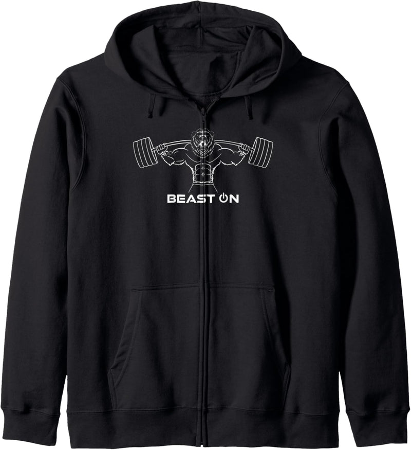 Gym Bär Fitness Beast ON | GYM Motivation Fitness Sprüche Kapuzenjacke