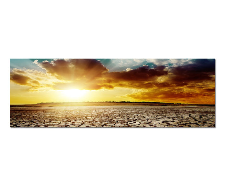Paul Sinus Art Panoramabild auf Leinwand und Keilrahmen 150x50cm Wüstenlandschaft Sonnenuntergang Wo
