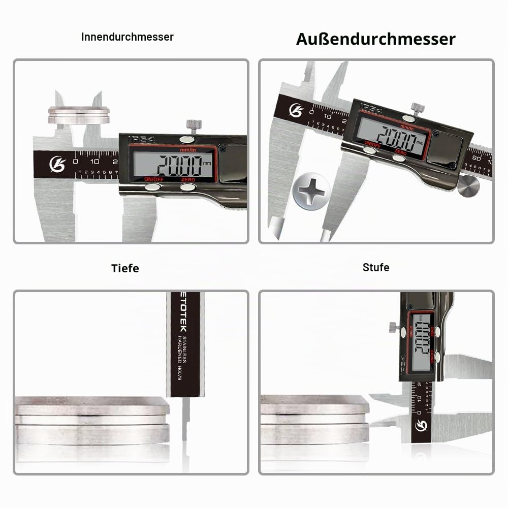 KETOTEK Digitale Messschieber, 300mm Schieblehre aus Edelstahl IP54 Spritzwasserdicht, Mikrometer LC