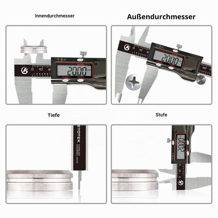 KETOTEK Digitale Messschieber, 300mm Schieblehre aus Edelstahl IP54 Spritzwasserdicht, Mikrometer LC