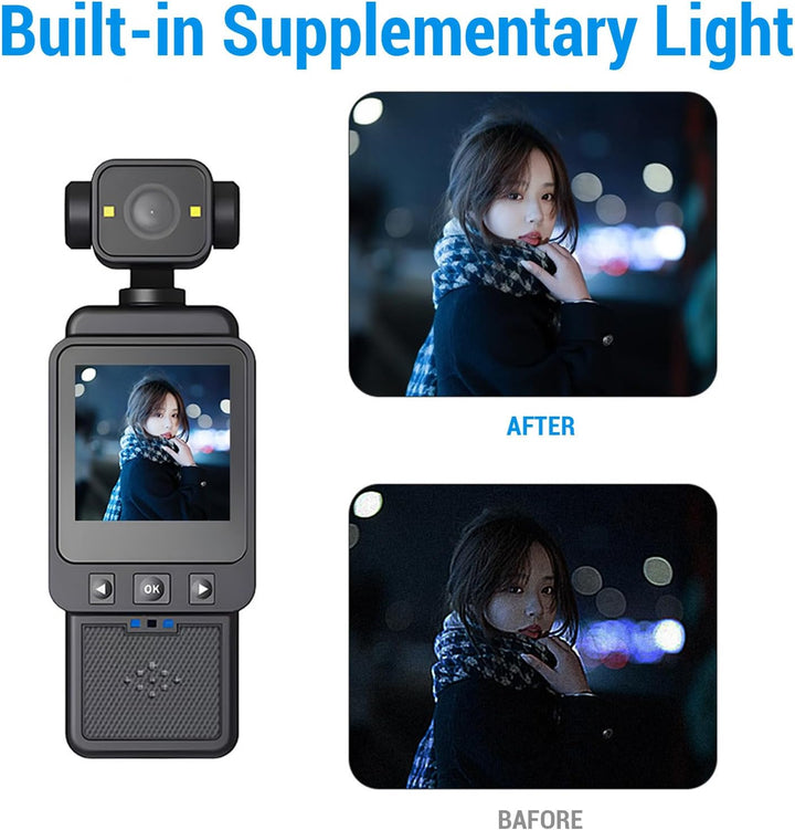 1080P Vlog Kamera mit um 270° drehbarem Objektiv, Digitaler Bildstabilisierung und 1,53-Zoll-Bildsch