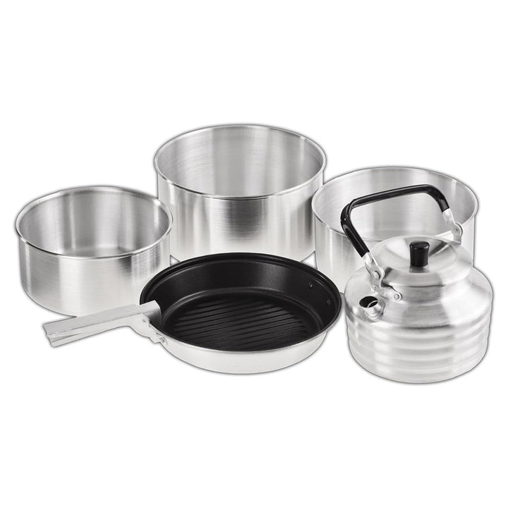 Black Crevice Camping-Kochset I Camping-Kochgeschirr aus Aluminium I Outdoor-Kochgeschirr-Set I 3 Ca