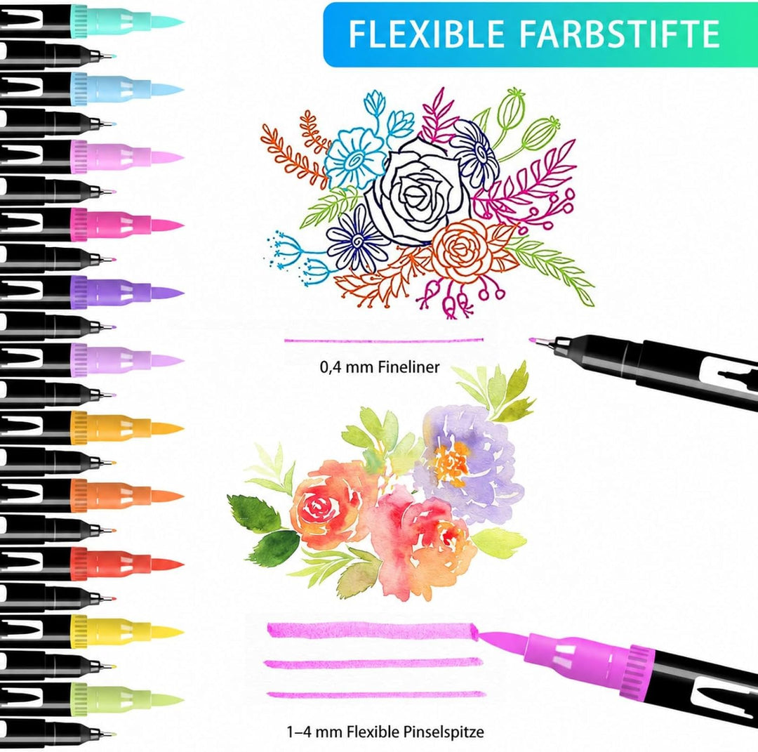 Efimeso 168 Farben Filzstifte Set, Pinselstifte Aquarell Filzstifte Kinder,Brush Pens für Künstler,Z