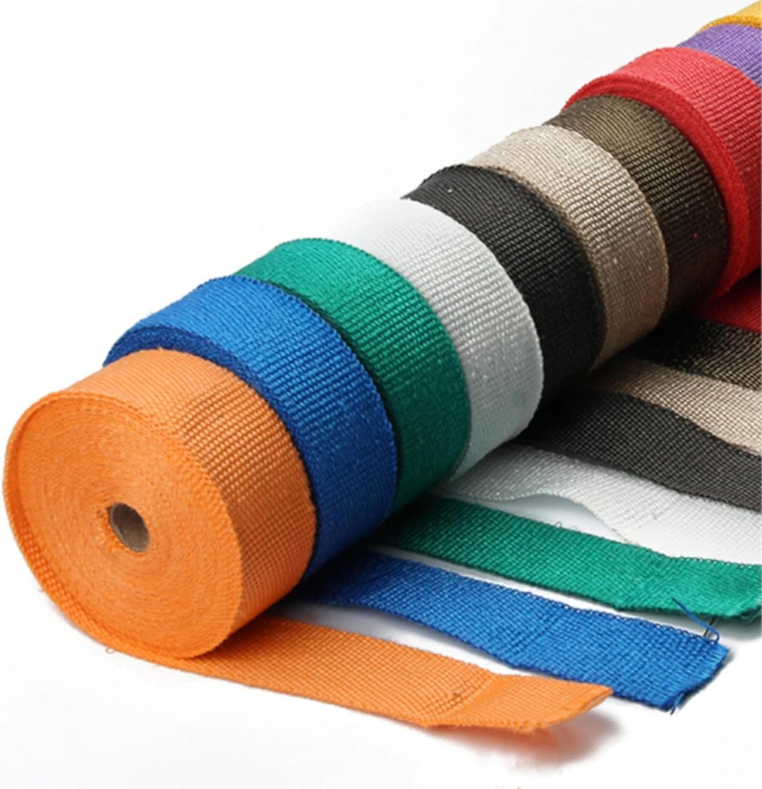 cyclingcolors Hitzeschutzband 25mm x 10M glasfaser Auspuffband mit Kabelbinder für Fächerkrümmer The